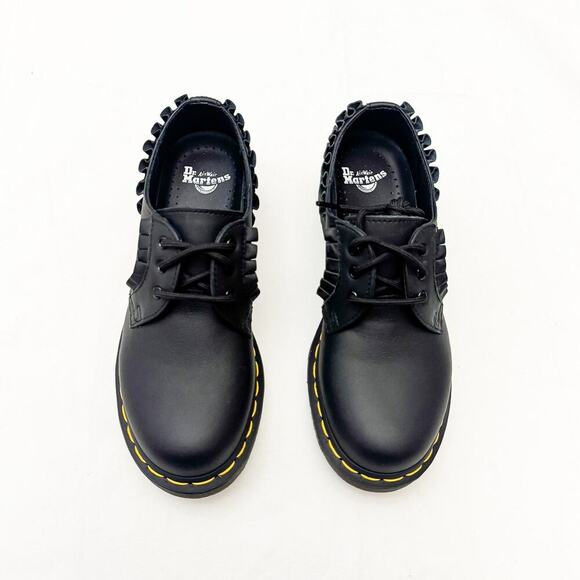 Dr. Martens Docs 1461 Frill Black Ruffled Leather Accent Loafer Size 6 NWT - Picture 1 of 6
